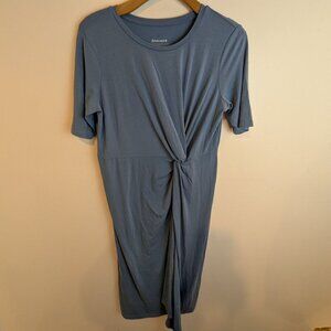 Betabrand Plus Size Knot Midi Dress in Blue, Sz 2X